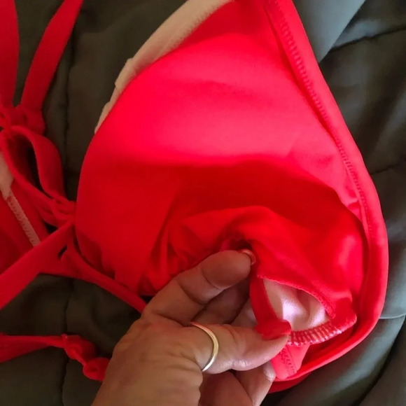 NWT Adidas Striped “Shock Red” bikini top - Picture 7 of 15